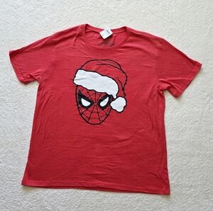 New Marvel Men's Spider-Man Santa Hat Christmas Short Sleeve t-shirt, size XL